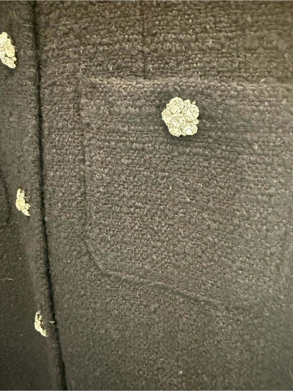 J. Crew Black Tweed Sleeveless Jewel-Button Mini Dress